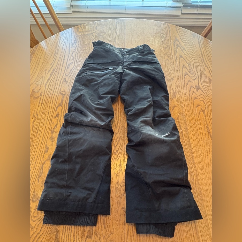 Patagonia Kids Boys Girls Unisex Snow Ski Pants Size S 7-8 Black Insulated H2no